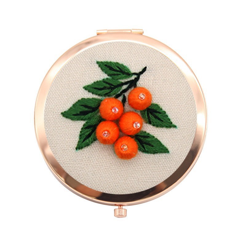 Bordado hecho a mano diy auto-bordado espejo cosmético paquete de material matar el tiempo de tela creativa Lu bordado espejo de mano de doble cara