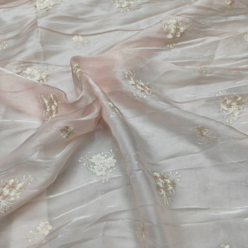 Lily Forged Embroider Chiffon Fabric Light Drape Breathable Women's Dress Wavy Embroider Fabric