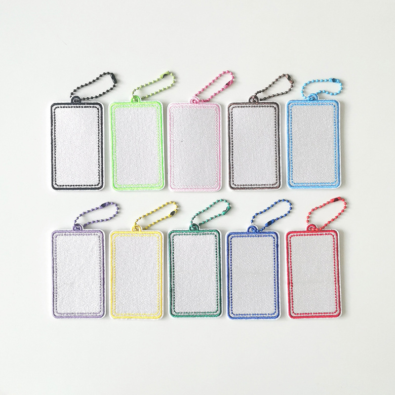 Hanamaru Embroidery 7cm Fabric Stickers DIY Blank Colorful Bead Chain Tags 10 Colors Backpack Label Pendants