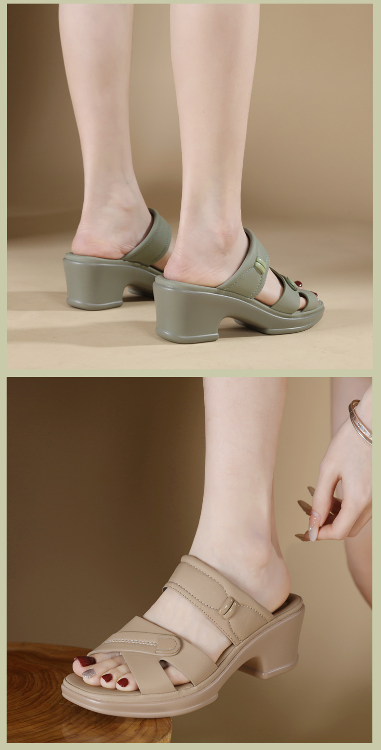 Dép sandal nữ quai chữ V đế xuồng mềm chống trượt — màu đen, xanh lá cây, màu mơ chi tiết 6