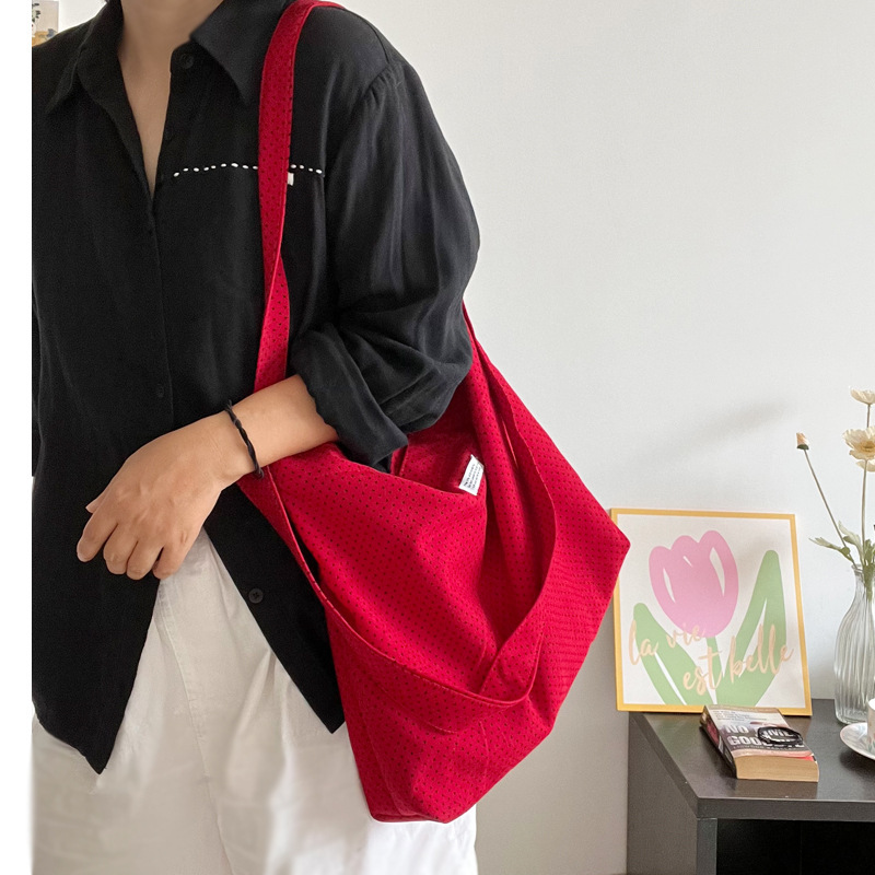 Student Casual Canvas Bag Summer Women's 2024 New Fashionable South Korea Niche Tote Bag Large Capacity Shopping Bag