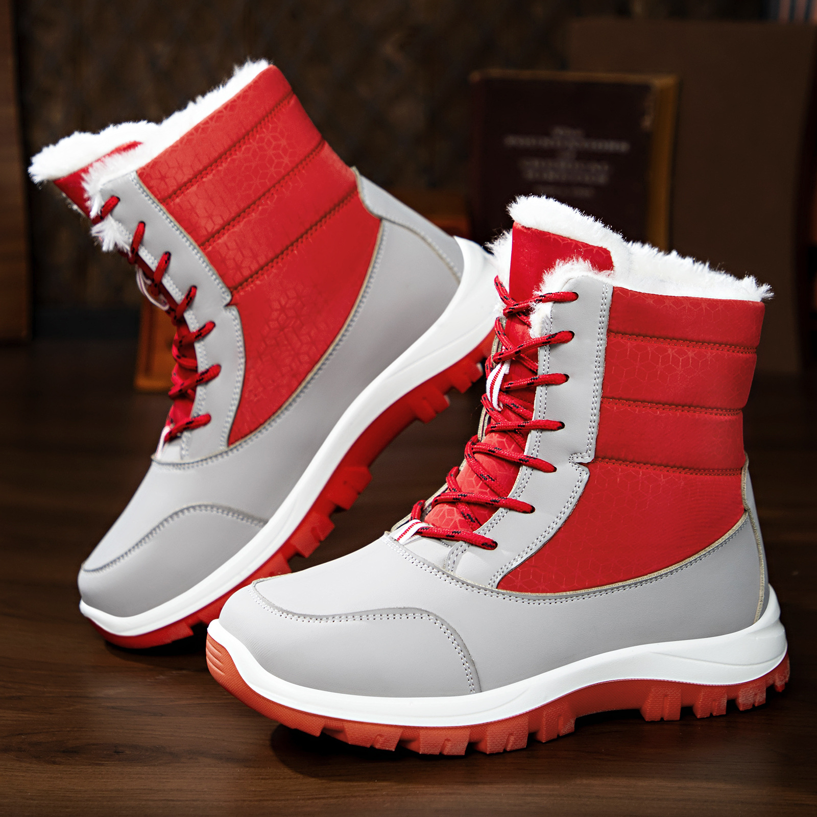Botas de algodón, botas de poliuretano, botas de mujer, botas de algodón calientes, botas de nieve cómodas, botas