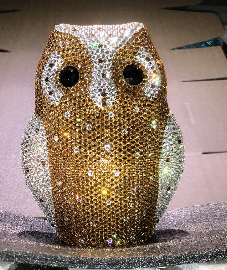 Nuevo fondo plano transfronterizo llena de diamantes búho de diamante de diamante de diamante bolsa de banquete europea y americana bolsas de mano de diamante de diamante de diamante Owl Clutch
