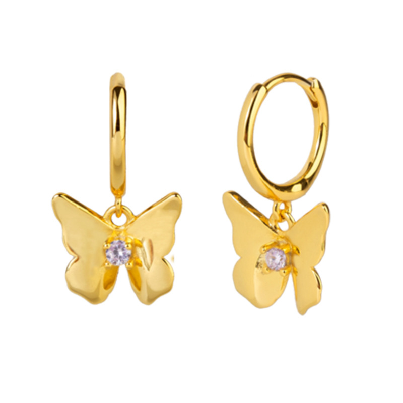 European And American Cross-border Retro Butterfly Earrings Fashion Inlaid Zircon Earrings display picture 1