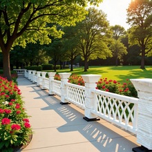 户外防腐木栅栏PVC市政道路隔断护栏式花箱。栏杆花坛