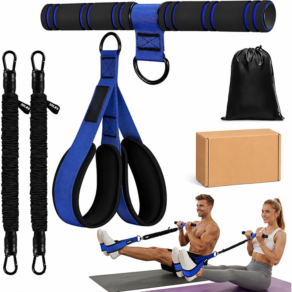 Foot pedal resistance band for gym, abdominal exercises, men's fitness, abdominal and chest muscle training, elastic resistance band, cross-border product