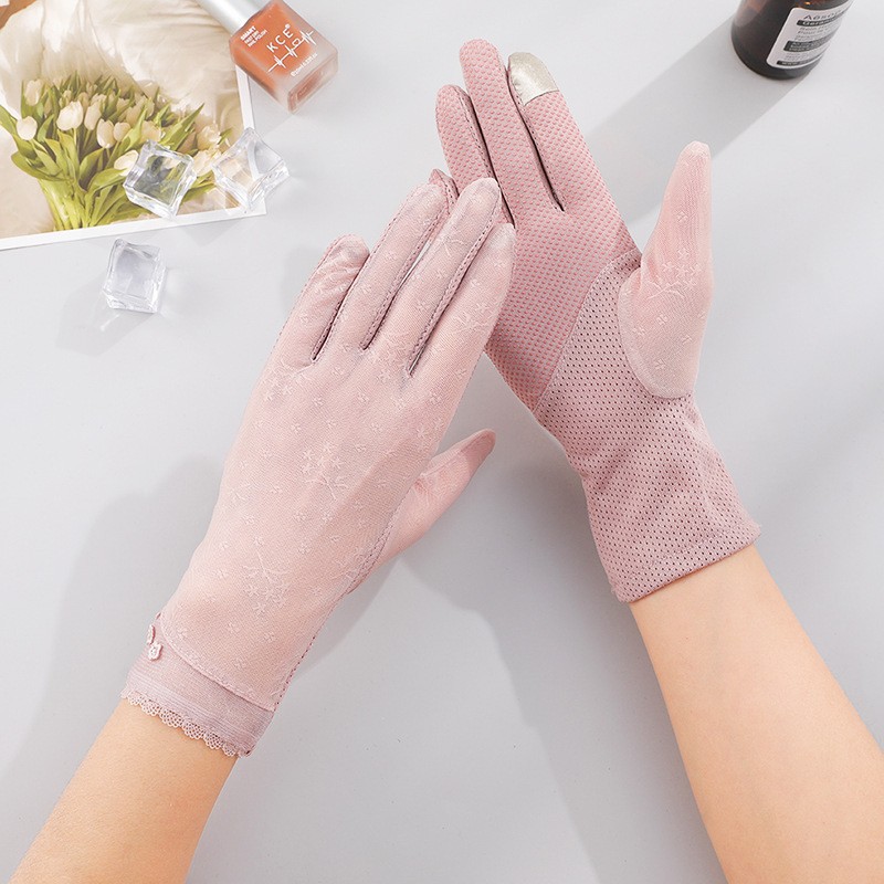 Guantes solares de encaje de mujer conducir al aire libre montar hadas luz de verano anti-deslizante transpirable moda guantes de sombreado