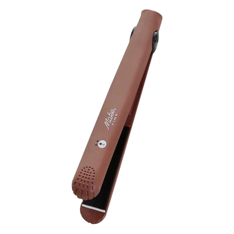 Mini plancha de pelo rizador de pelo rizado recto de doble propósito de madera contrachapada rizador de pelo flemas hebilla interior rizador eléctrico clip recto