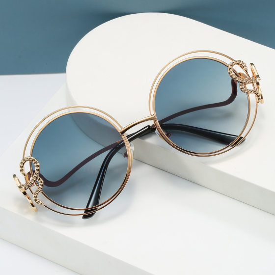 2025 new metal round sunglasses women's high sense of personality outdoor street sunglasses cross-border wholesale shades