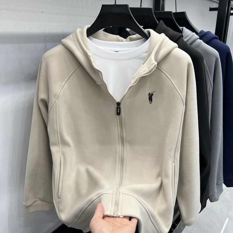Authentic Paul Men's Autumn and Winter Outwear Fleece-Lined Double-Sided Thickeneded Warm Stand-Up Collar Top Casual Jacket Cardigan