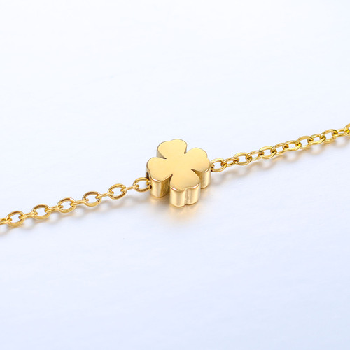 Stainless steel mirror-polished fine grinding lucky four-leaf clover small hole bead accessory DIY pierced bead four-leaf clover pendant