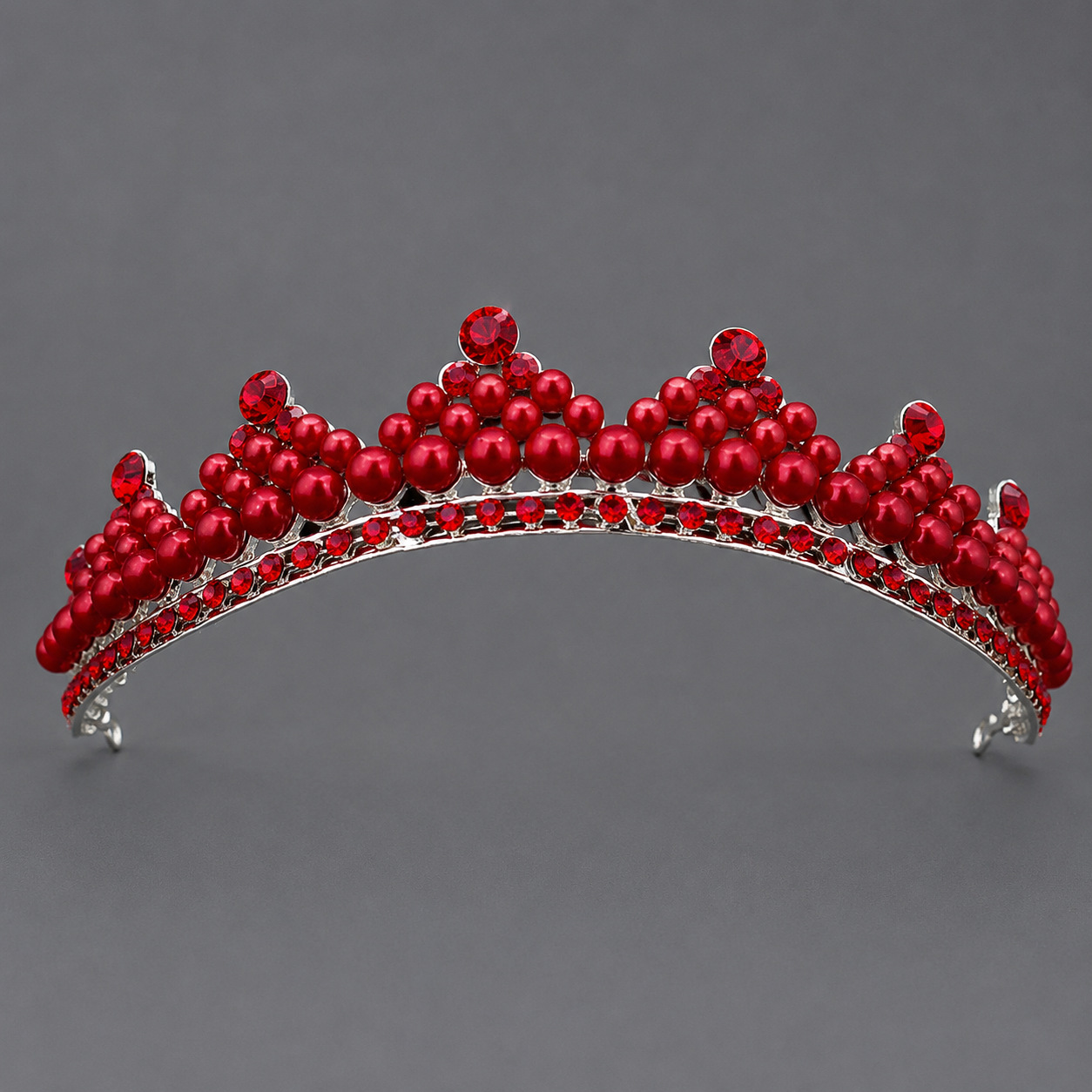 Corona Barroca Retro con Cristales Rojos de Aleación y Cristal Rojo, Acabado galvanizado, para desfiles, bodas y fiestas image 30