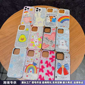 适用iPhone13苹果手机壳15promax透明软壳蝴蝶结16闪钻14手机套12