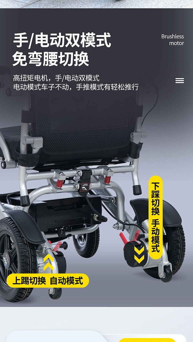 Cross-Border Ultra-Light Electric Wheelchair That Can Be Used on Airplanes and Subways, Aluminum Alloy Wheelchair, Foldable Smart Scooter for the Elderly