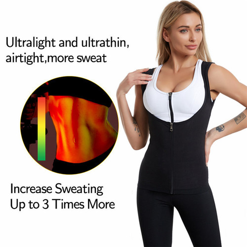 Women's Exercise Fitness Sweat-Binding Zip-Up Backless Top, Women's Sauna Suit, Sweating Abdominal Tight Yoga Clothes