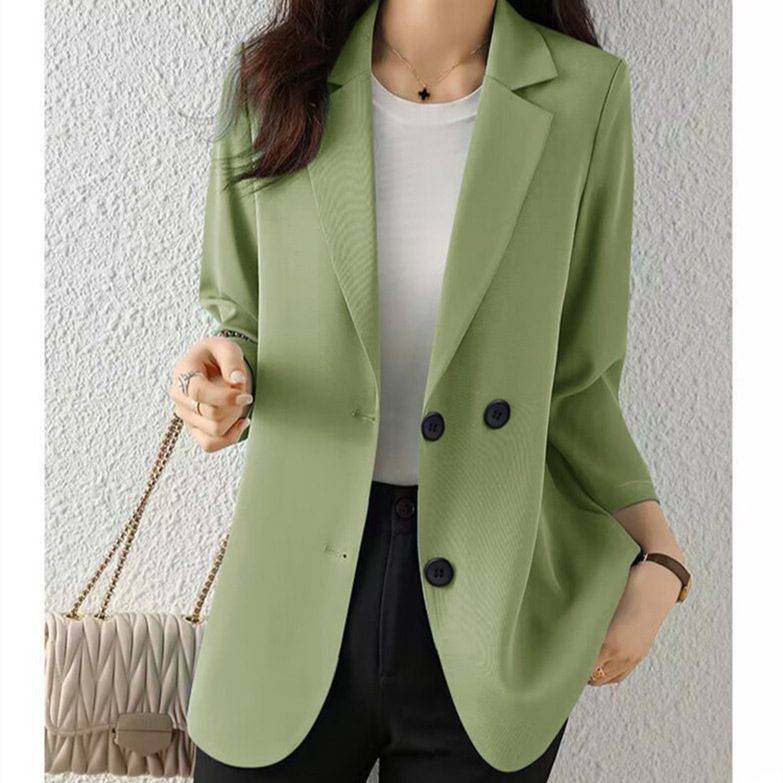 avocado green Suit Jacket Women's 2024 Spring and Autumn Korean Style New Design Sense Niche Suit Jacket Women's Summer