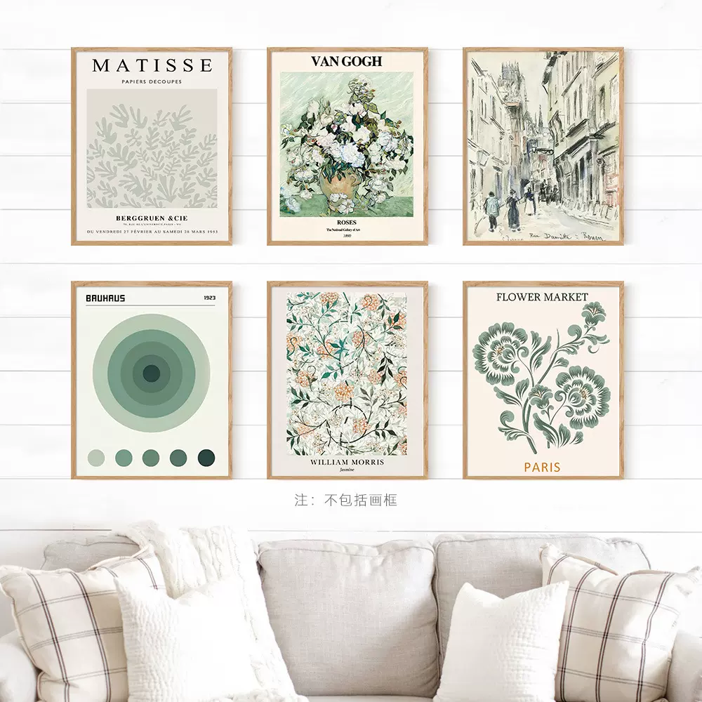 亚马逊新款马蒂斯植物花卉帆布画芯装饰画文艺抽象ins风卧室挂画