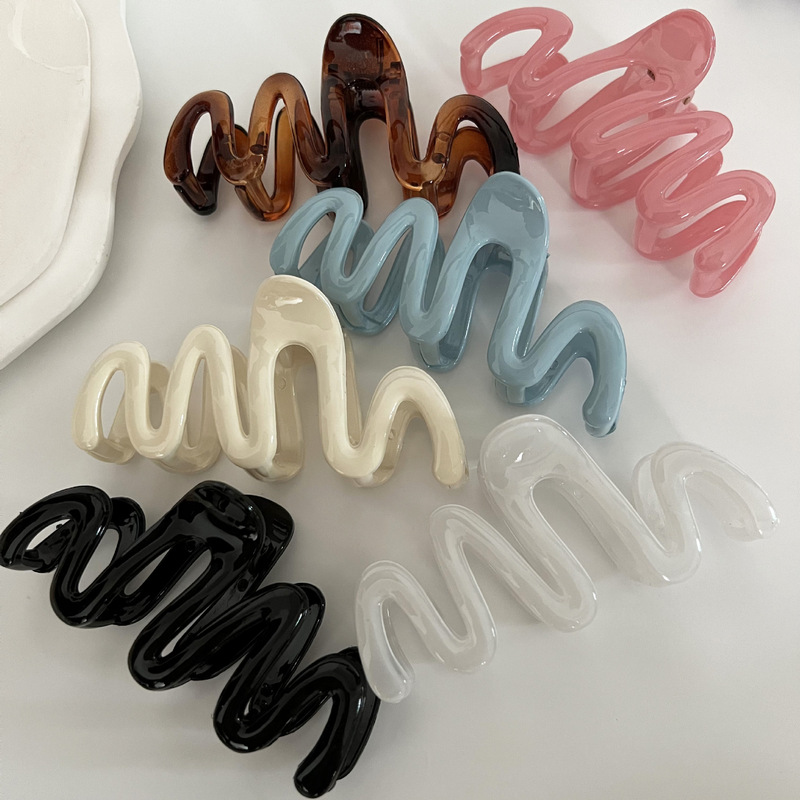 Summer Jelly Color Niche Design Wave Clip Back of the Head Hair Clip Hair Clip Shark Clip Hair Accessory