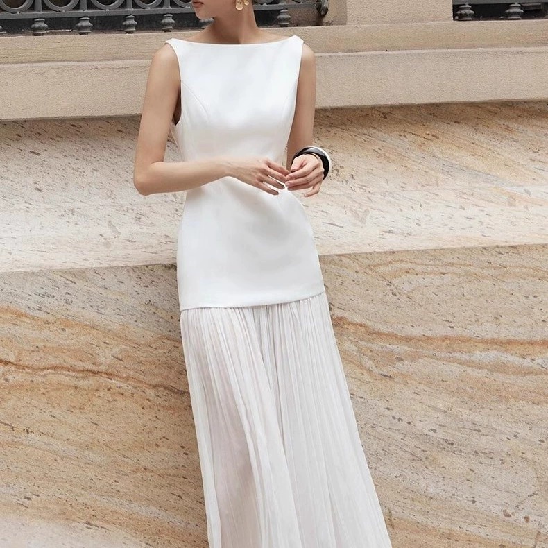 Black Evening Dress for Women, High-End Light Luxury Annual Party Adult Ceremony Banquet Host, High-End Party Dress, Summer