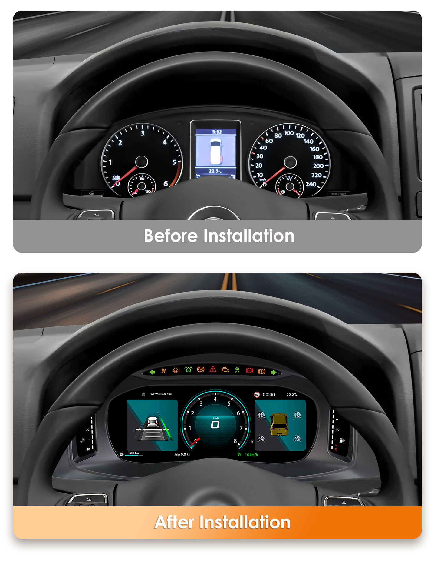 Suitable for Volkswagen Multivan T5 08-15 Models, Lcd Instrument Panel Car Modification and Upgrade