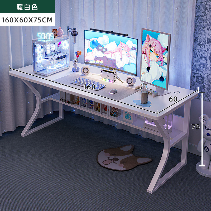 Escritorio para computadora, escritorio para el hogar, escritorio para dormitorio, escritorio de estudio para estudiantes, escritorio de oficina con almacenamiento simple, escritorio moderno para videojuegos. image 11