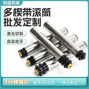Customized Multi-Ribbed Belt Rollers, Stainless Steel Unpowered Conveyor Rollers, Conveyor Pulley Double Bearing Rollers