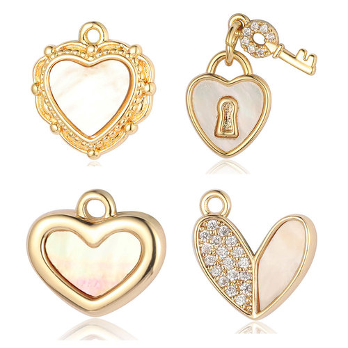 Seven beads peach heart shell butterfly abalone shell copper zircon pendant butterfly cupid eyes bee jewelry accessories