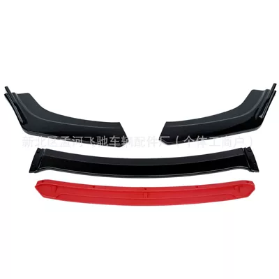 Civic, front lip bumper, anti-collision corner — Big Surrounded - carbon-pattern-red-tongue