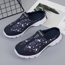 跨境套脚飞织女鞋低帮妈妈鞋网面现货休闲运动鞋批发一件代发