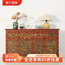 西藏实木玄关柜中式鞋柜藏式餐边柜家用供桌台边柜佛龛柜复具