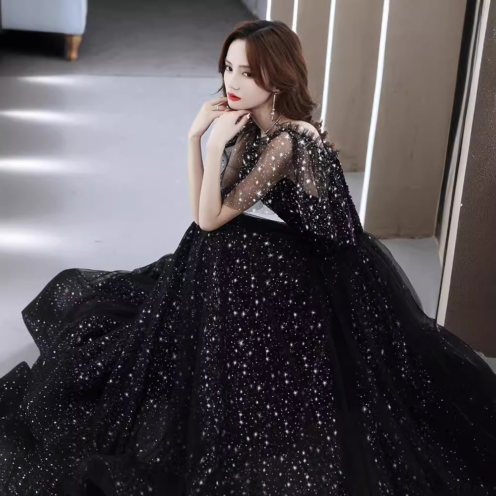 Black elegant evening dress, city style, Birthday gift, french style, lifting effect, graduation party 3
