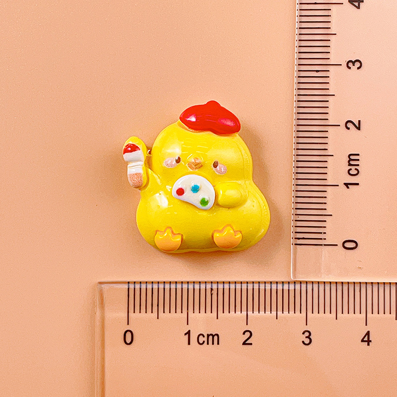 De dibujos animados brillante profesional amarillo pollo serie resina accesorios DIY crema pegamento hecho a mano zapato hebilla sombrero parche transfronterizo