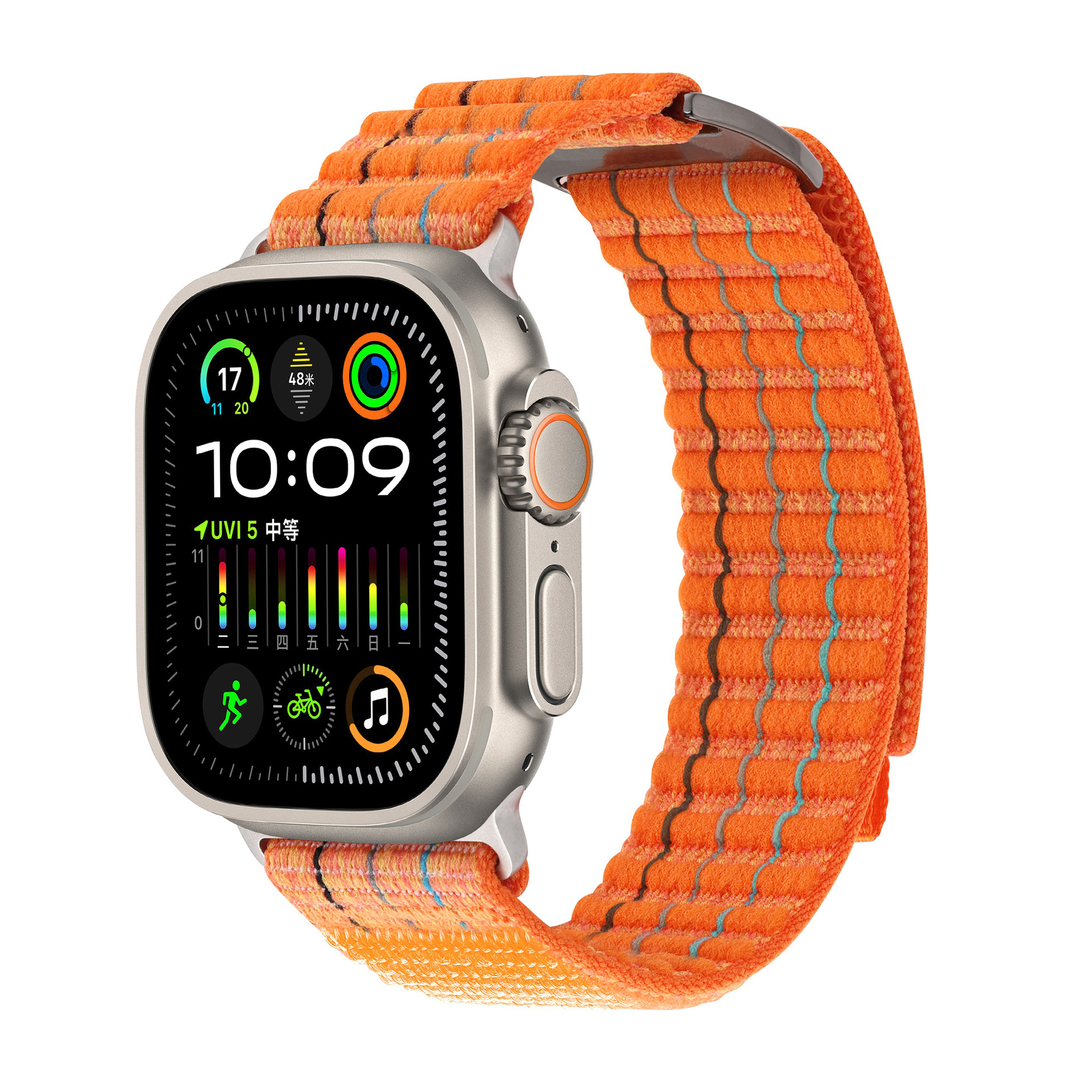 Suitable for apple watch3456789, double-section leather-coated nylon loop strap, Apple 10 strap undefined