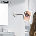 厂家凯文LED灯方形吸盘镜子万向转轴浴室镜3倍5倍7倍10倍放大镜