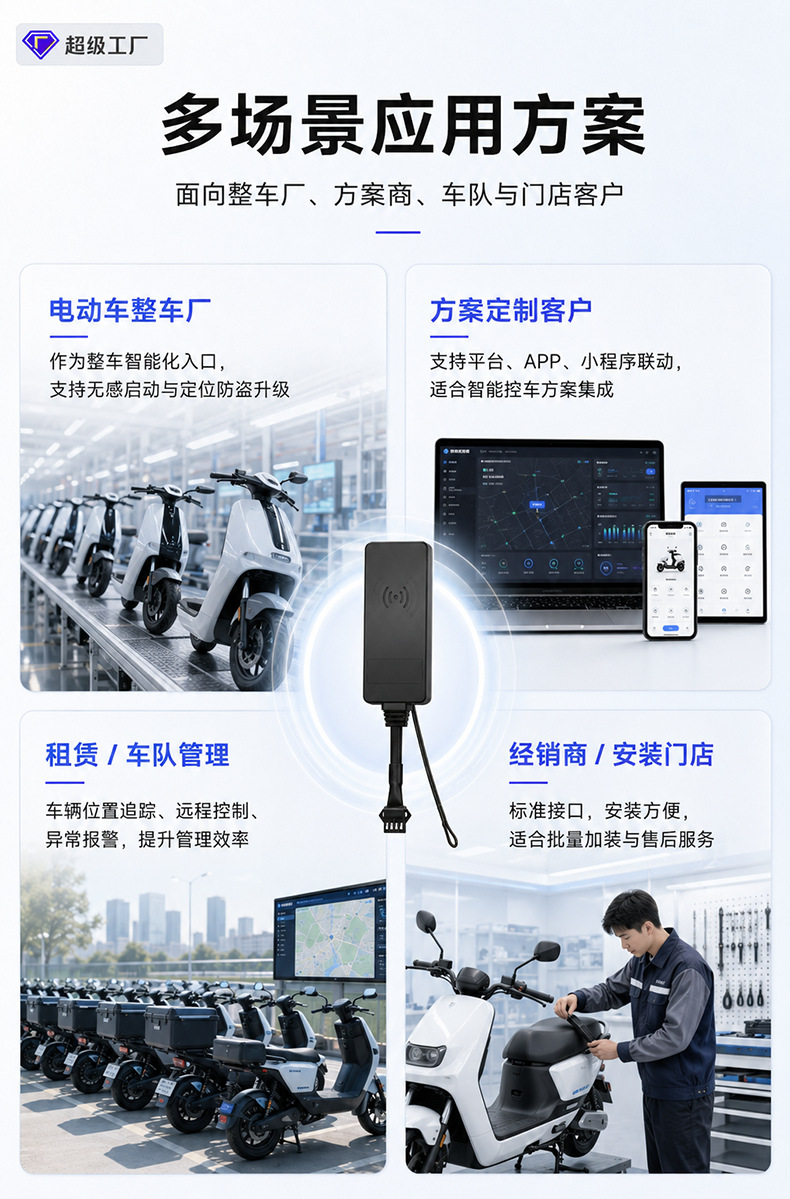 Electric Vehicle Smart Central Control Bluetooth Sensorless Riding Remote Control 433 Remote Control Button Start Gps Locator