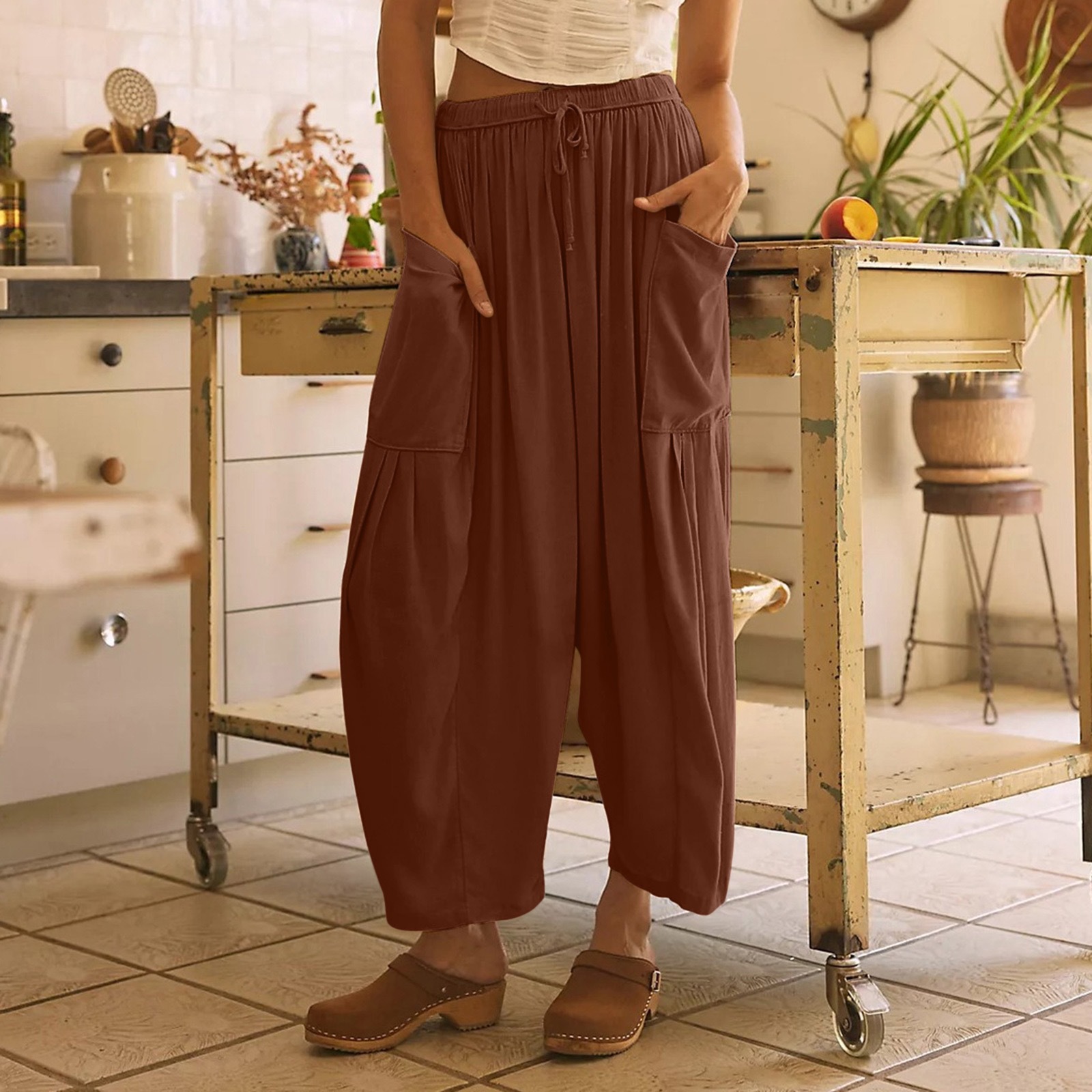 Women's Daily Simple Style Solid Color Full Length Casual Pants Wide Leg Pants display picture 8