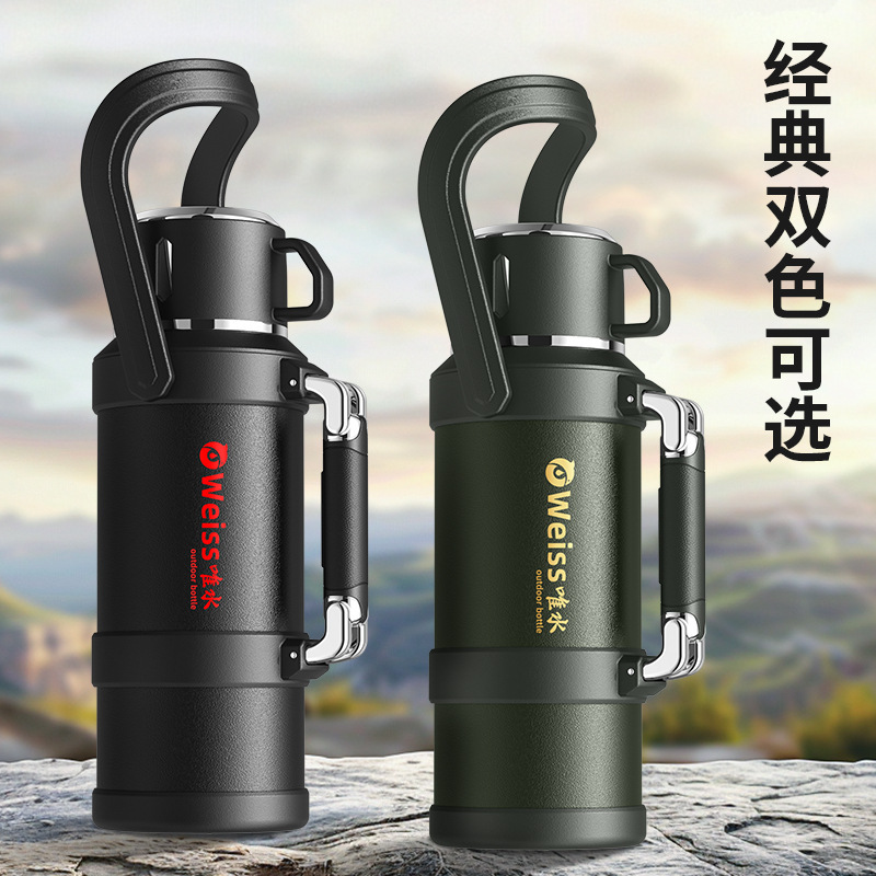Cross-border outdoor household 316 stainless steel travel kettle, high-end portable car-mounted all-steel large-capacity thermos kettle