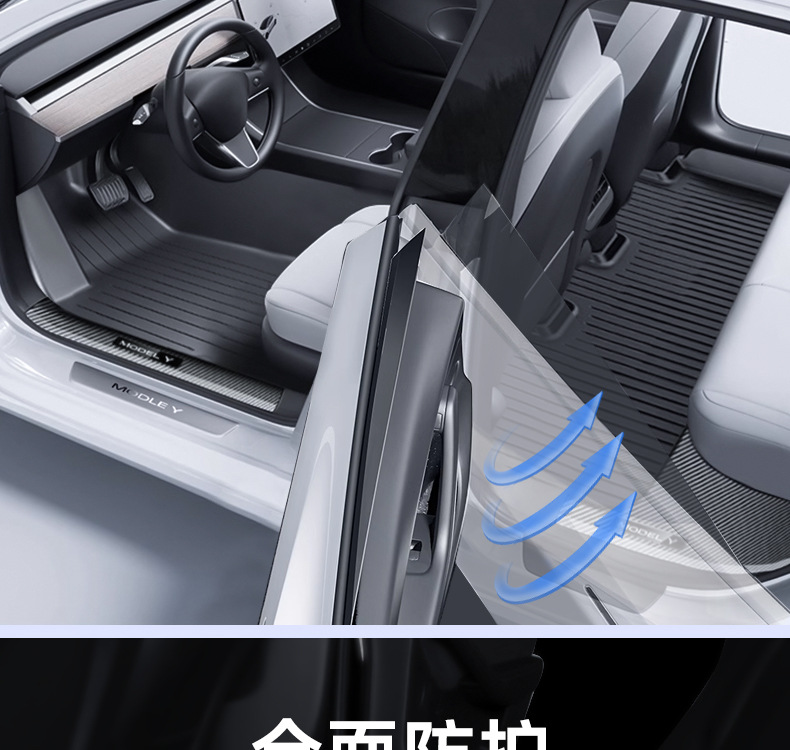 Suitable for Tesla Model Y/3 Carbon Fiber Rear Door Sill Strip Upgraded Version Anti-Kick Seat Protection Corner Accessories