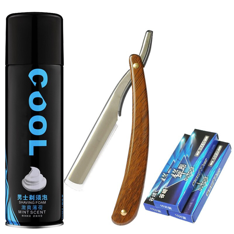 Men's Folding Razor, Shaving Razor, Facial Grooming Tool, Hairdressing Tool, Bald Head Shaving Tool with Blade, Portable