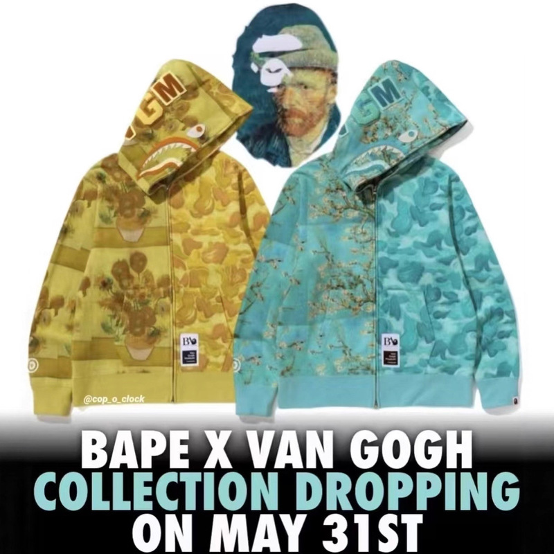 Cross-Border Foreign Trade Van Gogh Co-Branded Shark Jacket High Street Fashion Brand Loose Cardigan Hooded Zipper Hoodie Jacket for Men and Women Cross-Border Foreign Trade Van Gogh Co-Branded Shark Jacket High Street Fashion Brand Loose Cardigan Hooded Zipper Hoodie Jacket for Men and Women
