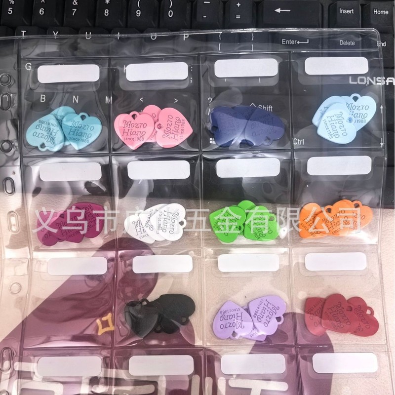 手作り DIY アクセサリー合金スプレーペイントカラフルな愛のペンダント韓国スタイルのネックレスブレスレットイヤリングペンダントピーチハートペンダント|undefined