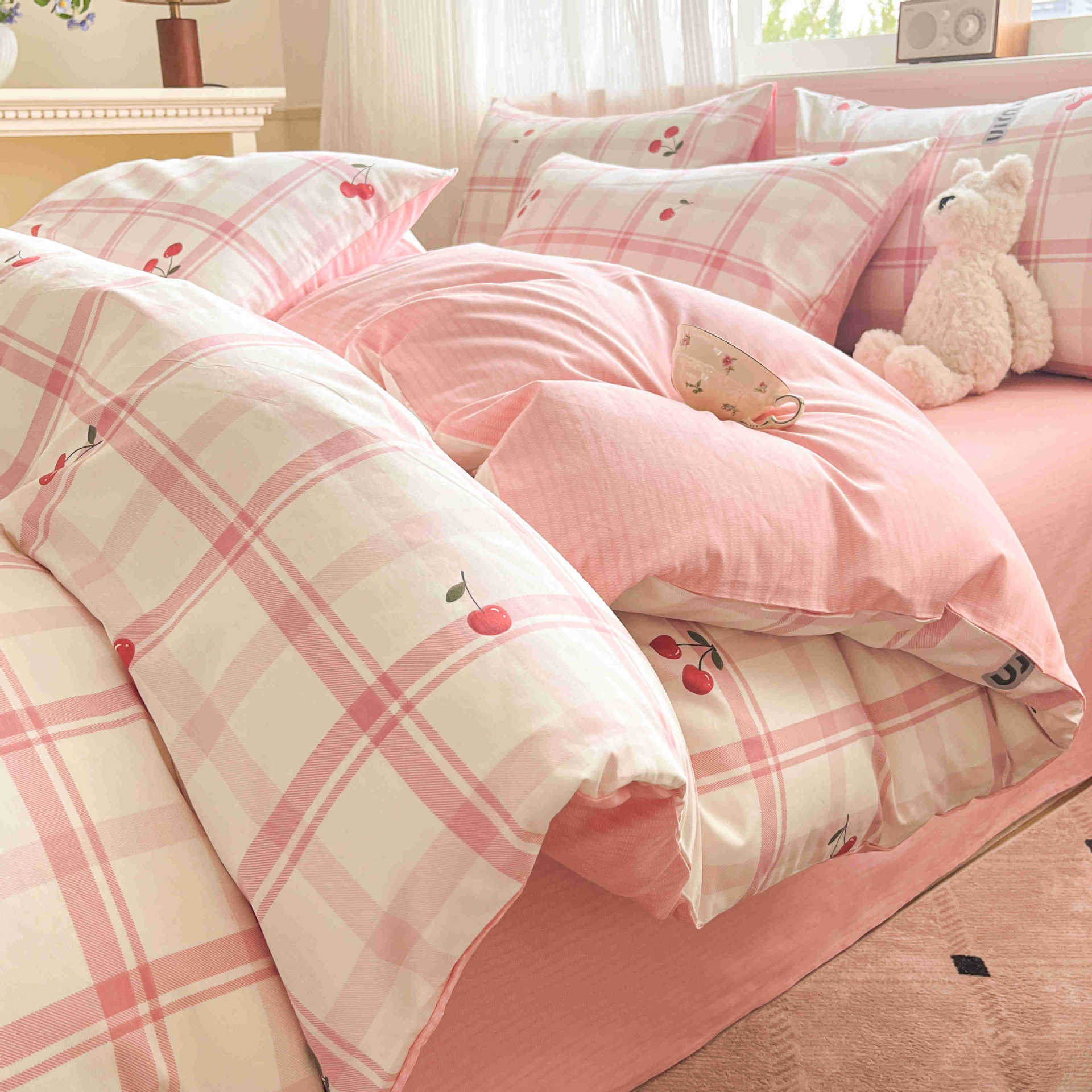 Cama de algodón de cuatro piezas, sábanas de cama de algodón, cama de cama de tres piezas, nuevo dormitorio, cama de cama de tres piezas