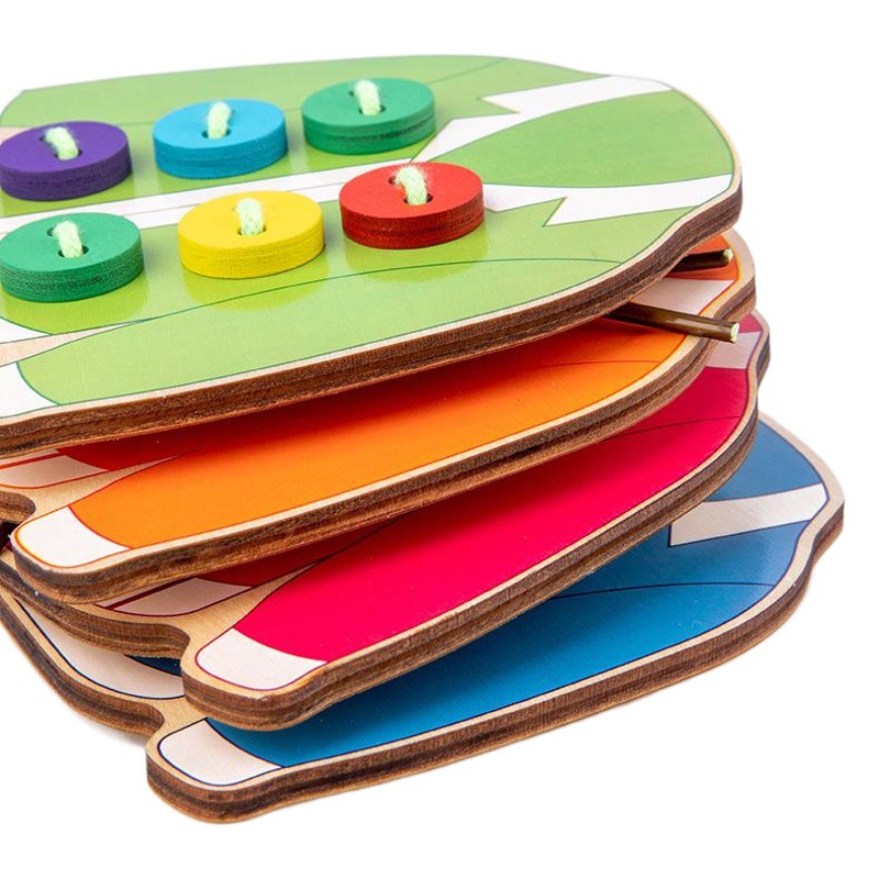 Juego educativo transfronterizo de enhebrado para niños y niñas de 3 a 6 años, desarrollo de habilidades prácticas, juguete de enhebrado de botones de ropa image 1