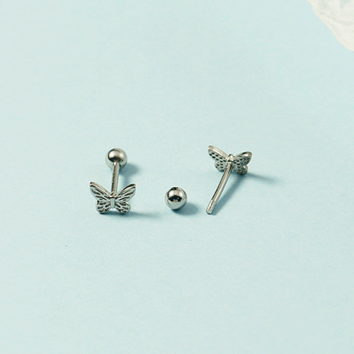 Small fresh Japanese style Korean style butterfly earrings with screw screws to support pierced ears for sleeping and no need to remove them for women small and simple niche earrings