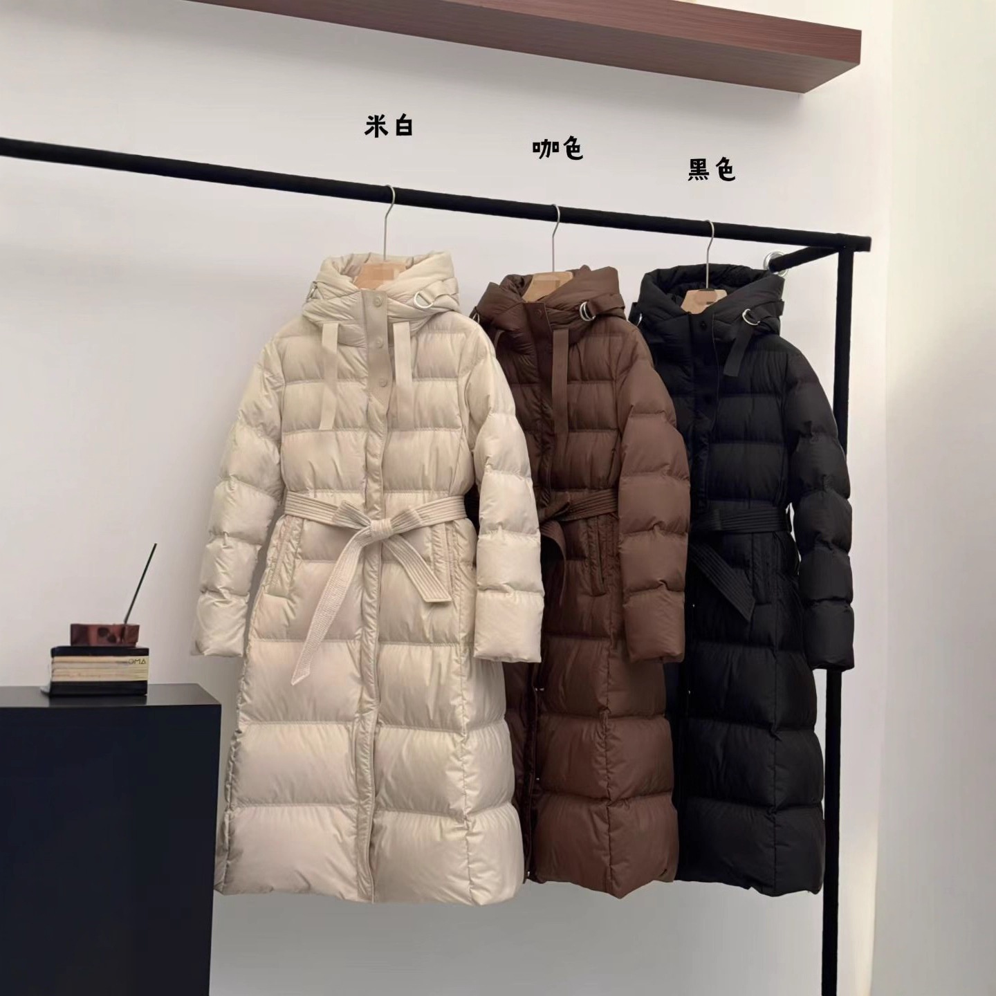 鹅绒服女长款过膝2025冬季新款连帽收腰修身显瘦加厚鹅绒腰带外套