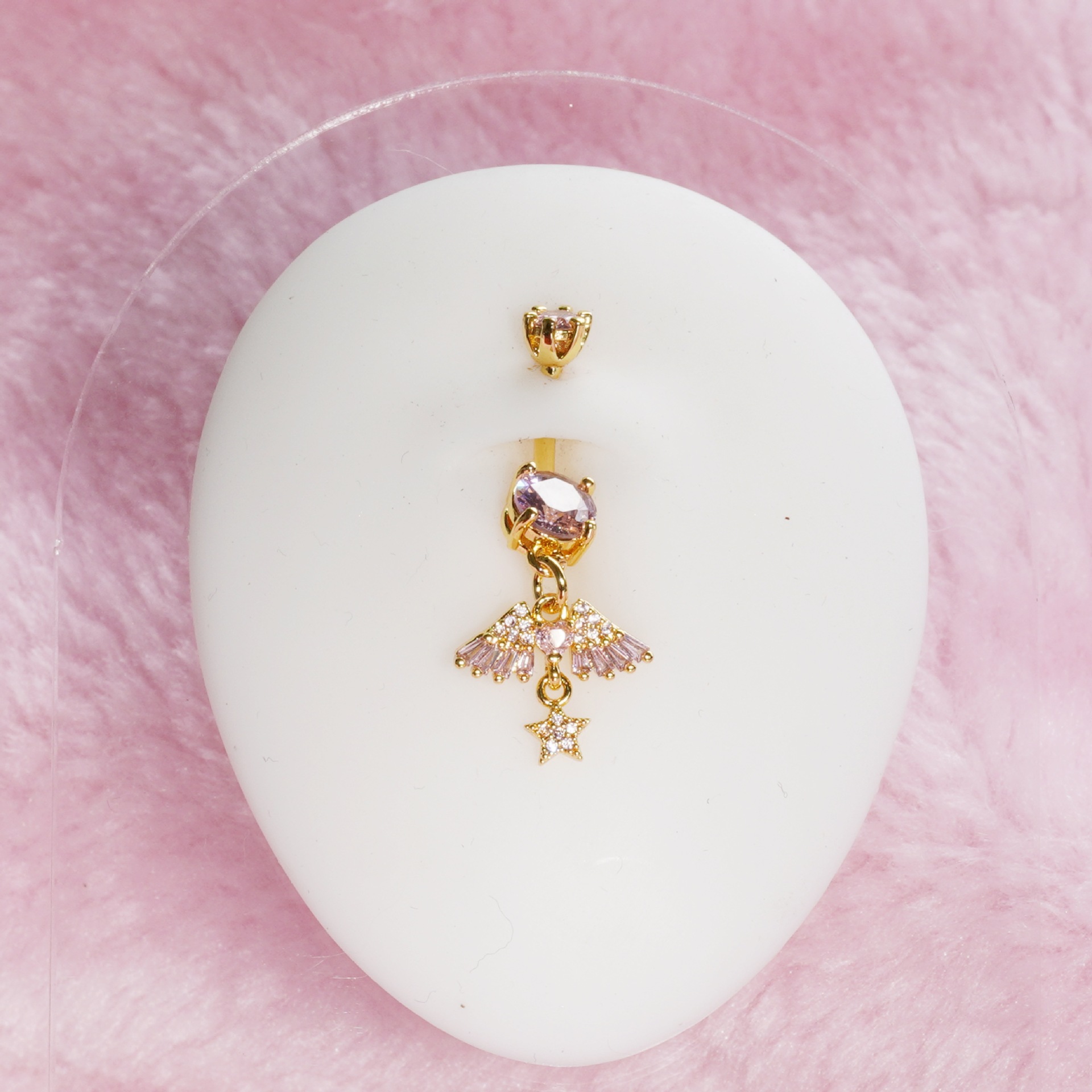 Piercing nombril ailes d'ange en zircon avec incrustation cuivre_voghion.com