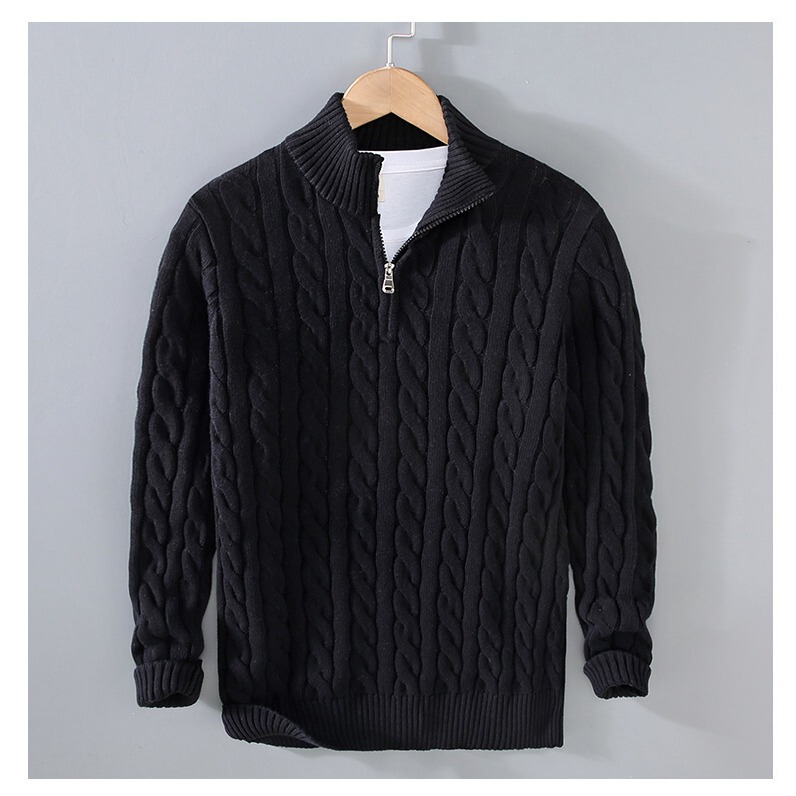 Factory Direct Sales Autumn and Winter Thickeneded Knitwears Men's Stand-Up Collar Jackets Classy Twisted Slim Long-Sleeved Knitwears Factory Direct Sales Autumn and Winter Thickeneded Knitwears Men's Stand-Up Collar Jackets Classy Twisted Slim Long-Sleeved Knitwears