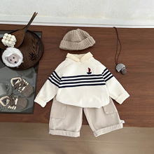 潮酷秋冬小男孩毛衣新款儿童时髦条纹针织衫婴儿衣服秋装洋气上衣