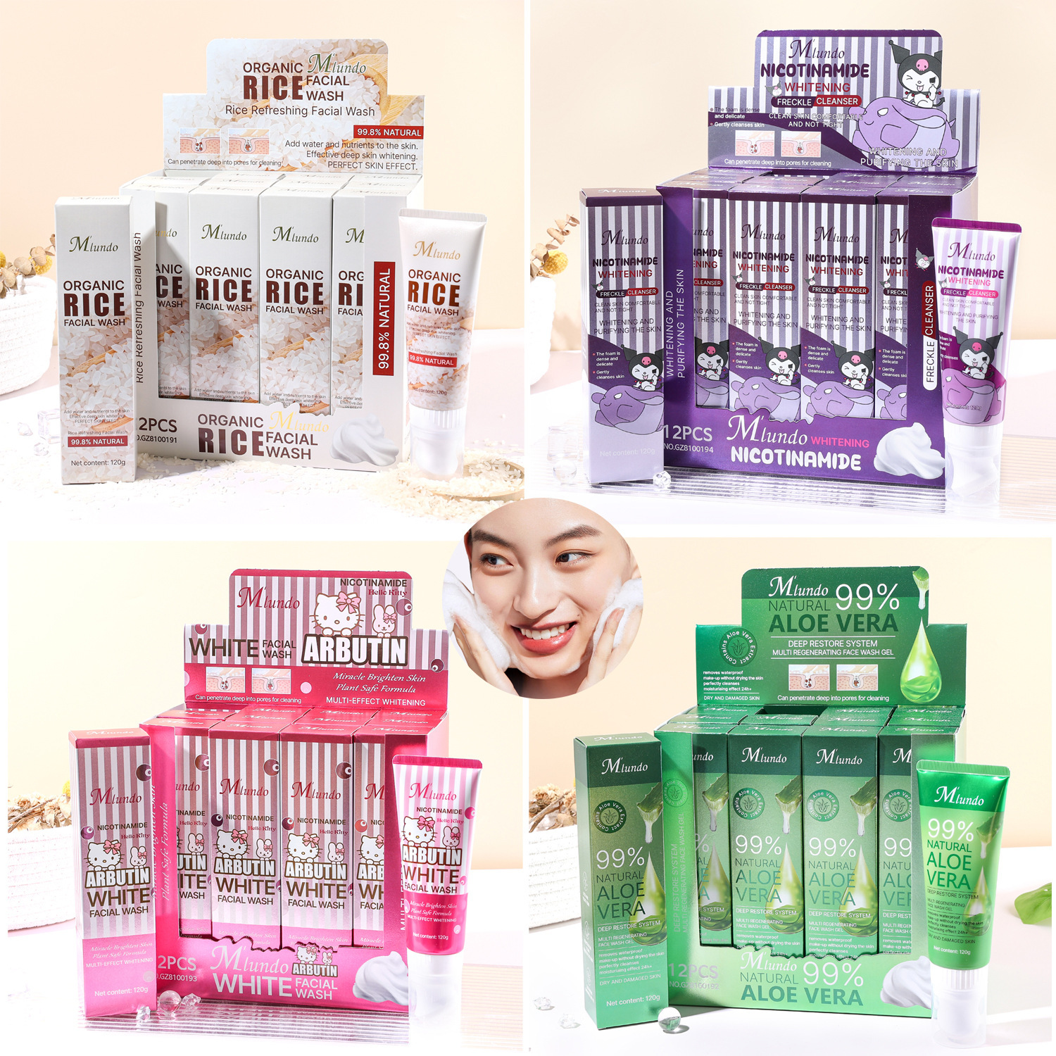 El nuevo limpiador facial Mlundo, limpiador en espuma de aminoácidos, limpiador, hidratante, denso, limpio y no apretado al por mayor