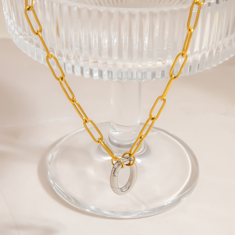 1 Piece Quantity PVD Coated Real Gold Plated Geometric 304 Stainless Steel Elegant Lady Affordable Luxury Style Waterproof Non Tarnish 304 Stainless Steel Heart Clasp Closure Pendant Necklace